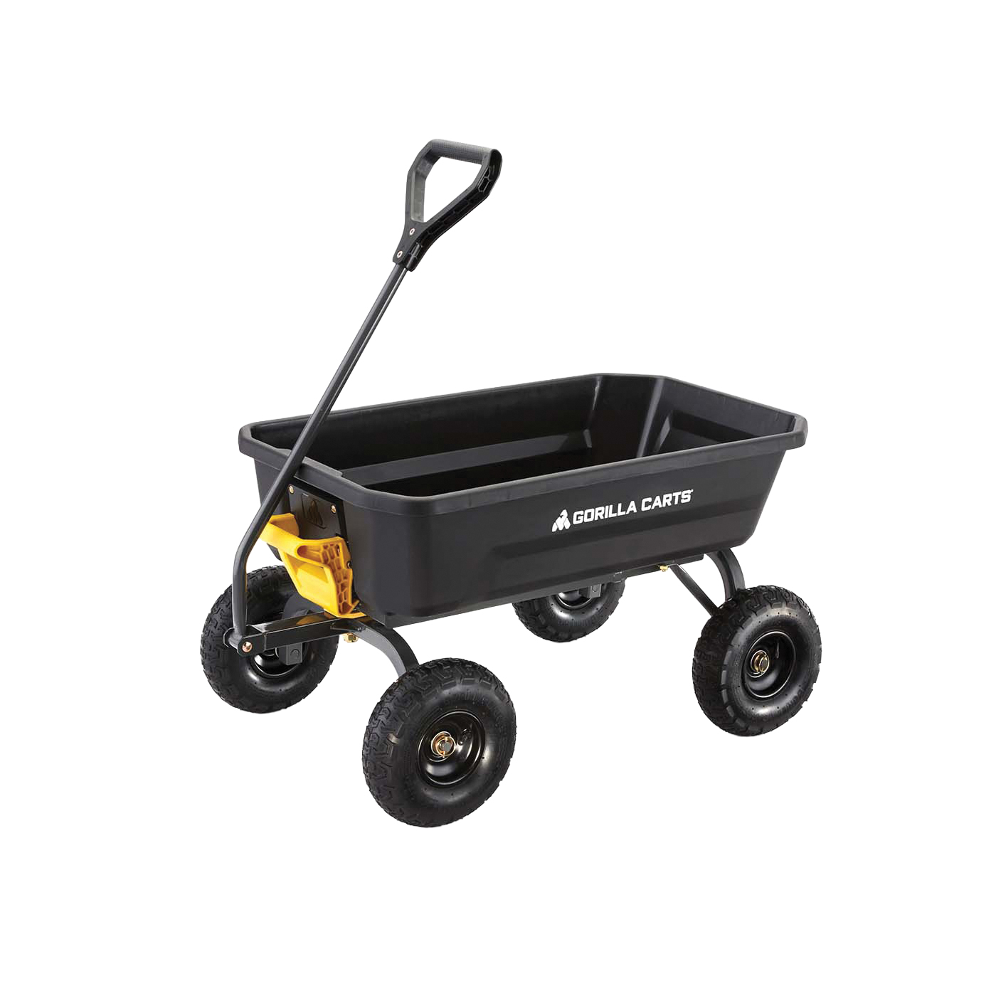 GCG-4 Garden Dump Cart, 600 lb Weight Capacity, 35.2 in L x 21.8 in W Deck, Straight Pull Handle