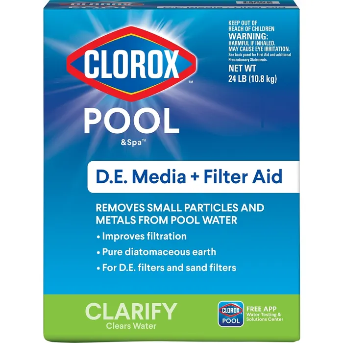Clorox Pool & Spa Filter Aid, For D.E. and Sand Filters, Box, 24 lbs, Granular, Fragrance Free
